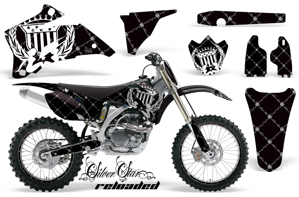 Yamaha YZ 250F 450F 02-09 Graphics Kit Reloaded White BLACKBG NPs